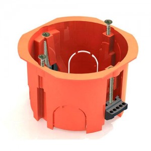 Подрозетник для гипсокартона 40022-xx, с пластиковыми зажимами, D 65x45 GREENEL (Оранжевый)