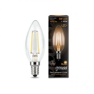 Лампа Gauss LED Filament Candle E14 5W 2700К 1/10/50  свеча теплая