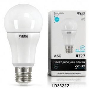 Лампа Gauss LED Elementary A60 15W E27 4100K 1/10/50  нейтральная 